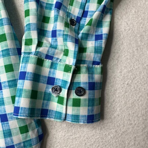 Construct Men's Blue Gingham Button Up Shirt Size L Slim Fitl‎ Beach - Picture 2 of 9